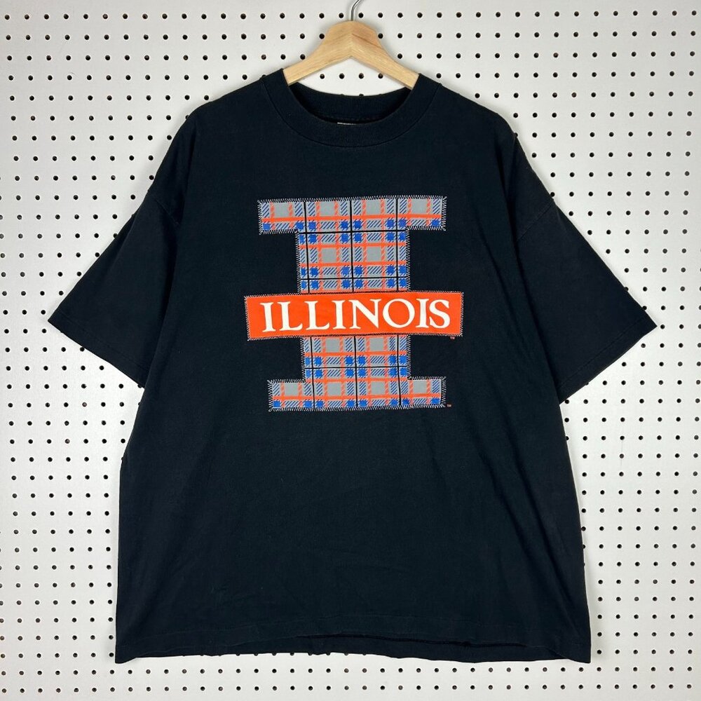 Illinois Fighting Illini Vintage T Shirt XXL Black Graphic University Tee Jays